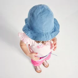 Chapeau de soleil en jean bleu bébé fille
