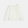Pull maille tricot à volants blanc bébé fille