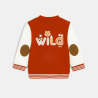 Sweat teddy bicolore côtelé renard sauvage orange bébé garçon
