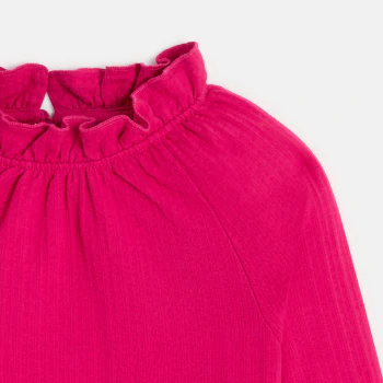 T-shirt à col collerette rose fille