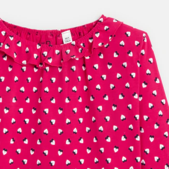 Pyjama 2 pièces en jersey rose fille