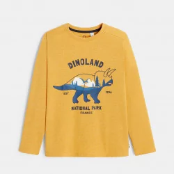 T-shirt manches longues motif dinosaure jaune garçon