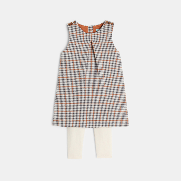 Robe chasuble à carreaux fantaisie bébé fille