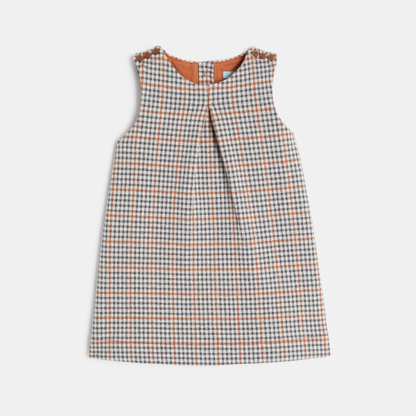 Robe chasuble à carreaux fantaisie bébé fille
