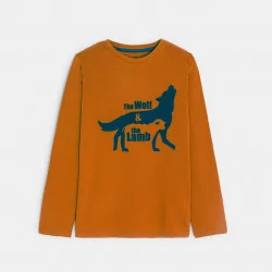 T-shirt manches longues thème fables orange garçon