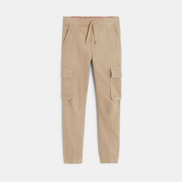 Pantalon cargo en toile beige garçon