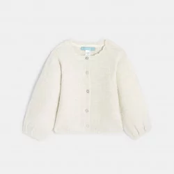 Gilet maille tricot irisée blanc bébé fille