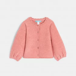 Gilet maille tricot irisée rose bébé fille