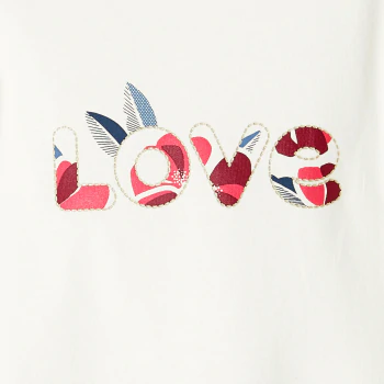 T-shirt Love manches à volants blanc bébé fille