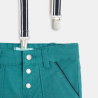 Pantalon modulable coton fantaisie à bretelles bleu bébé garçon
