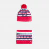 قبعة + سنود متطابقة مع الأنماط الاسكندنافية للفتيات الوردية