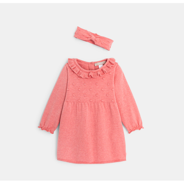 Robe maille tricot fantaisie et bandeau assorti