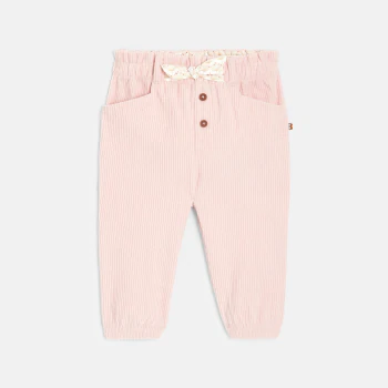 Pantalon velours côtelé rose bébé fille