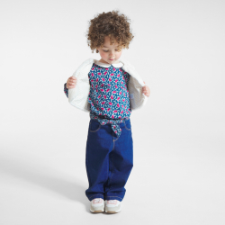 Blouse fleurie à petit col rose bébé fille