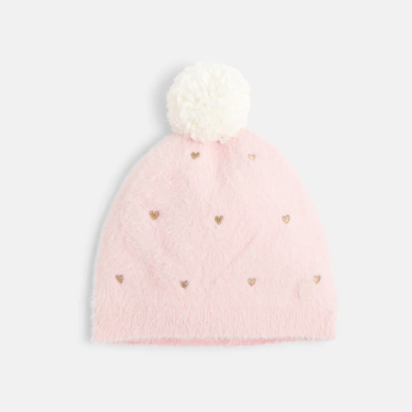 قبعة بوم بوم قابلة للإزالة باللون الوردي للفتيات