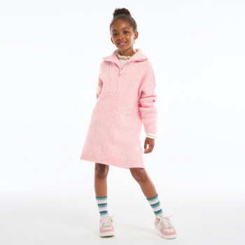Robe-pull col camionneur rose Fille