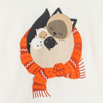 T-shirt col roulé chats blanc bébé fille