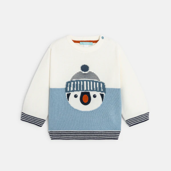 Pull en maille tricot pingouin bébé garçon