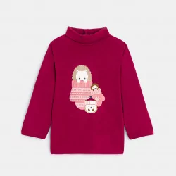 T-shirt col roulé rouge hérissons bébé fille