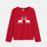 T-shirt motif renne rouge Fille