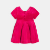 Robe de fête velours plissée rouge bébé fille