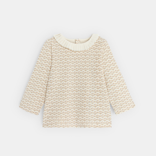 Blouse imprimée col plissé bébé fille