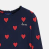 T-shirt motif cœurs bleu marine Fille