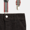 Pantalon velours fantaisie à bretelles amovibles gris bébé garçon