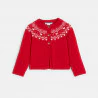 Gilet maille tricot jacquard rouge bébé fille
