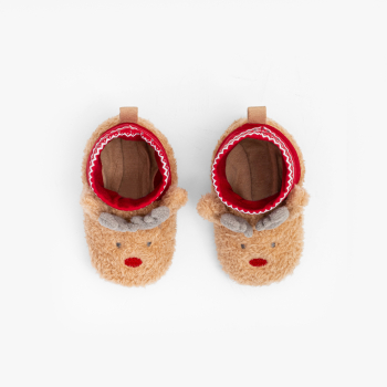 Chaussons chaussettes Noël beige naissance