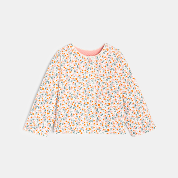 Gilet fleuri réversible rose bébé fille
