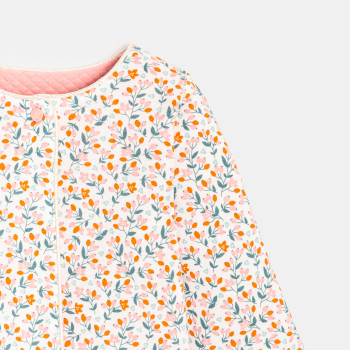 Gilet fleuri réversible rose bébé fille