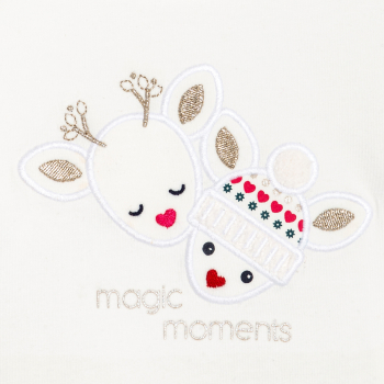 T-shirt manches longues broderies rennes blanc bébé fille