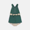 فستان سالوبيت من البوبلين القطني باللون الأخضر للفتيات الصغيرات