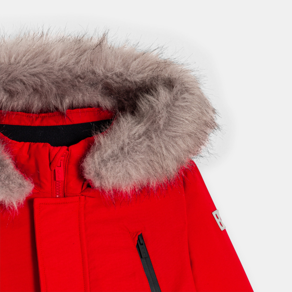 Parka matelassée à capuche rouge garçon
