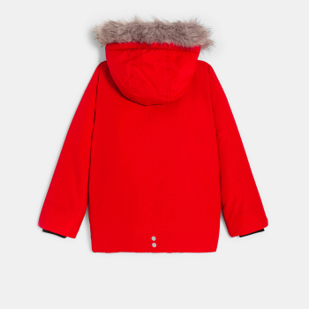 Parka matelassée à capuche rouge garçon