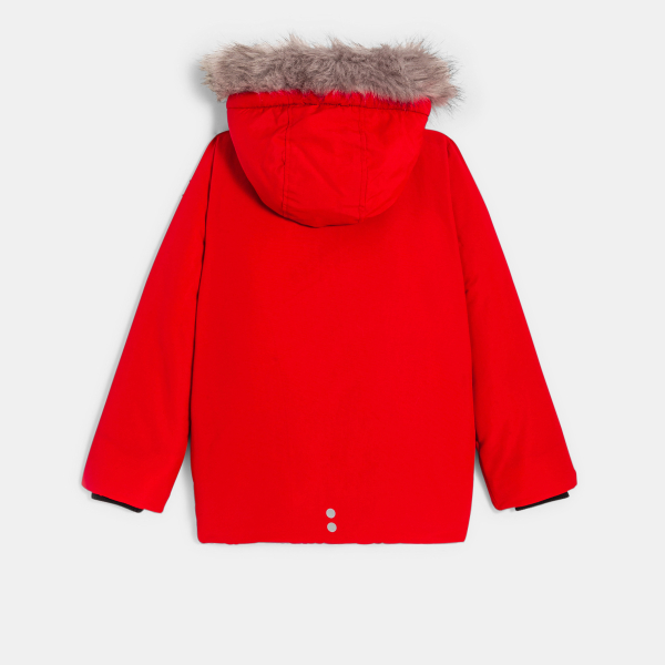 Parka matelassée à capuche rouge garçon