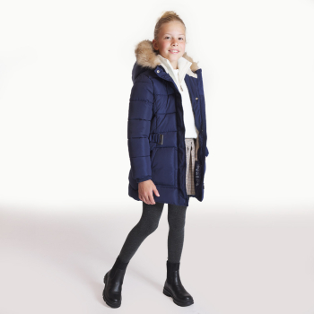 Parka matelassée déperlante bleu marine Fille