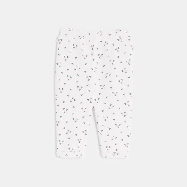 Pantalon molleton fleuri blanc bébé fille