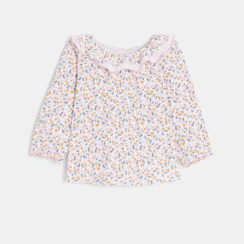 T-shirt col volanté fleuri bébé fille