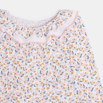 T-shirt col volanté fleuri bébé fille