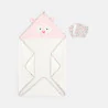 Cape de bain avec lingettes tissu rose bébé fille