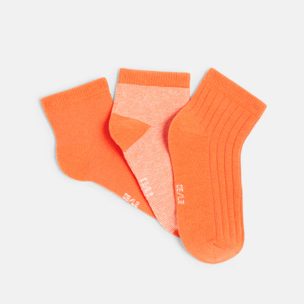 Socquettes colorées (lot de 3) orange garçon
