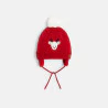 Bonnet maille tricot doublé polaire rouge bébé fille