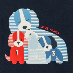 T-shirt famille chiens bleu...