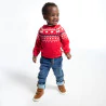 Pull maille tricot jacquard rouge bébé garçon