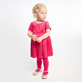 Robe de fête velours plissée rouge bébé fille