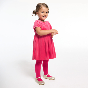 Robe de fête velours plissée rouge bébé fille