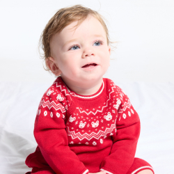 Combinaison longue maille tricot rouge bébé mixte