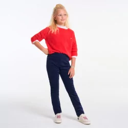Pull moelleux brodé rouge Fille